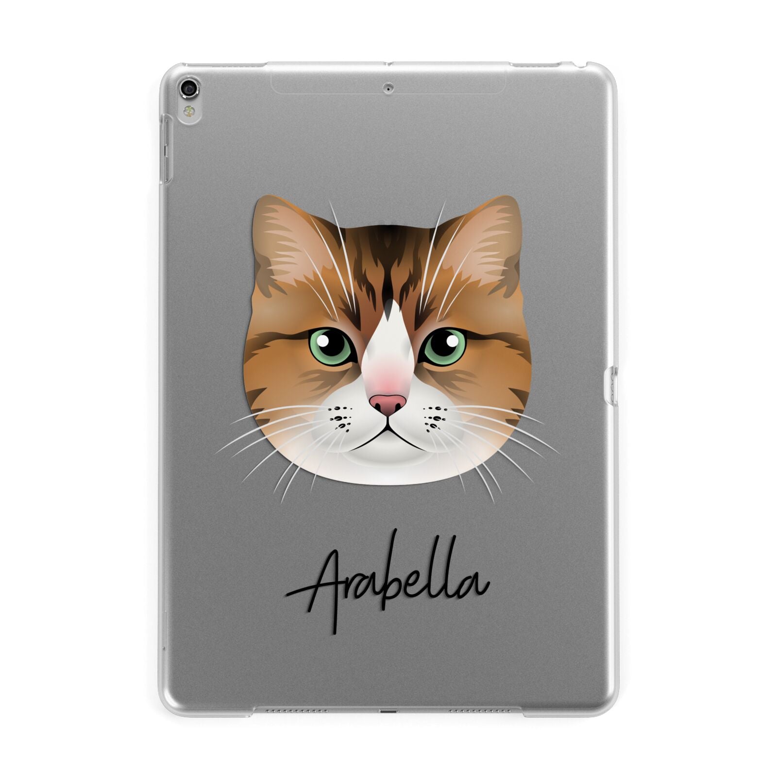 Custom Cat Illustration with Name Apple iPad Silver Case