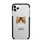 Custom Cat Illustration with Name Apple iPhone 11 Pro Max in Silver with Black Impact Case