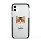 Custom Cat Illustration with Name Apple iPhone 11 in White with Black Impact Case