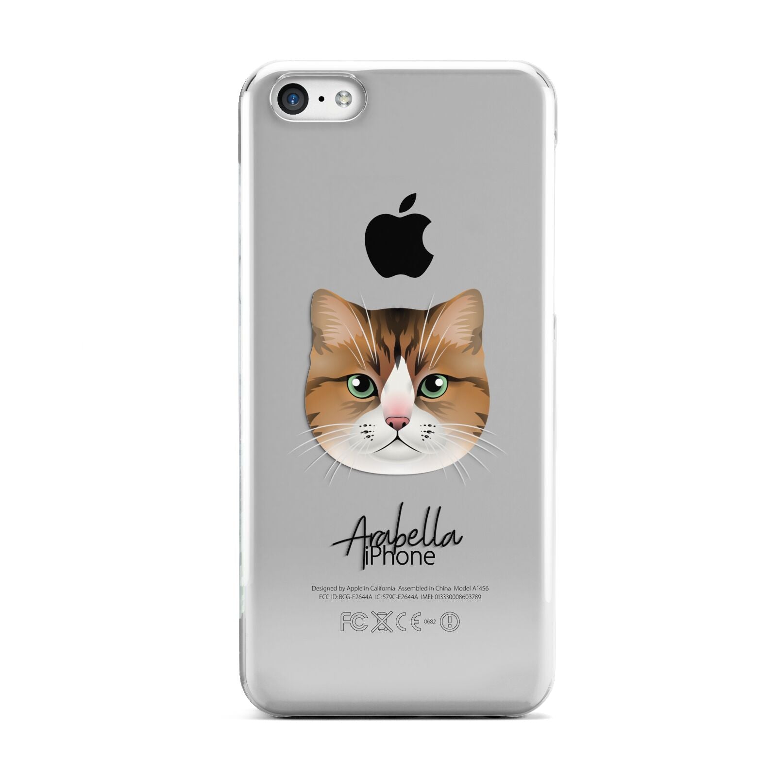 Custom Cat Illustration with Name Apple iPhone 5c Case