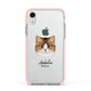 Custom Cat Illustration with Name Apple iPhone XR Impact Case Pink Edge on Silver Phone
