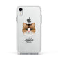 Custom Cat Illustration with Name Apple iPhone XR Impact Case White Edge on Silver Phone