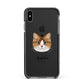 Custom Cat Illustration with Name Apple iPhone Xs Max Impact Case Black Edge on Black Phone