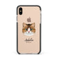 Custom Cat Illustration with Name Apple iPhone Xs Max Impact Case Black Edge on Gold Phone