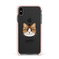 Custom Cat Illustration with Name Apple iPhone Xs Max Impact Case Pink Edge on Black Phone