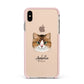 Custom Cat Illustration with Name Apple iPhone Xs Max Impact Case Pink Edge on Gold Phone