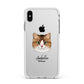 Custom Cat Illustration with Name Apple iPhone Xs Max Impact Case White Edge on Silver Phone
