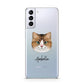 Custom Cat Illustration with Name Samsung S21 Plus Phone Case