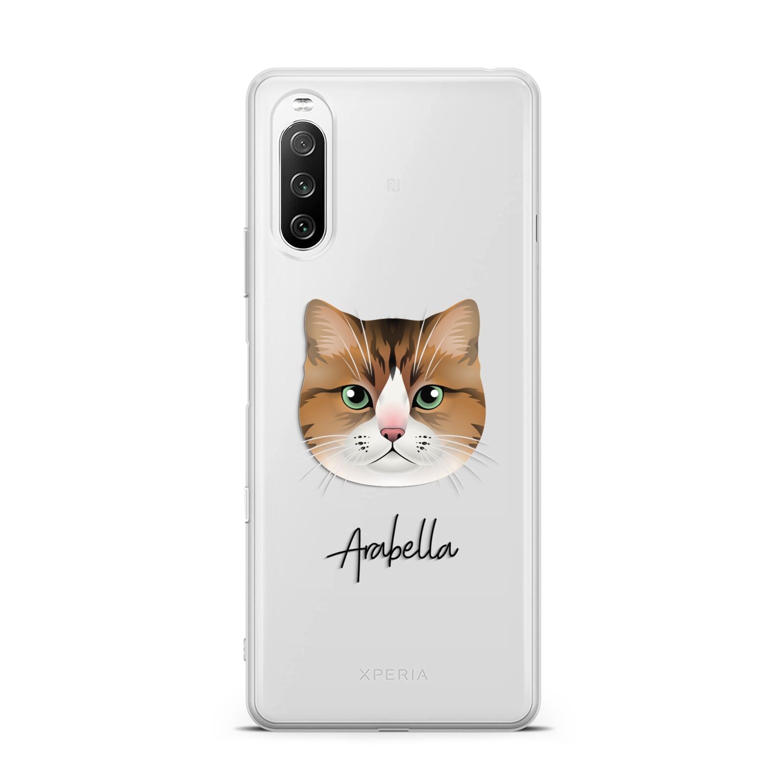 Custom Cat Illustration with Name Sony Xperia 10 III Case