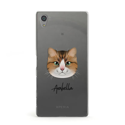 Custom Cat Illustration with Name Sony Xperia Case