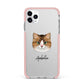 Custom Cat Illustration with Name iPhone 11 Pro Max Impact Pink Edge Case