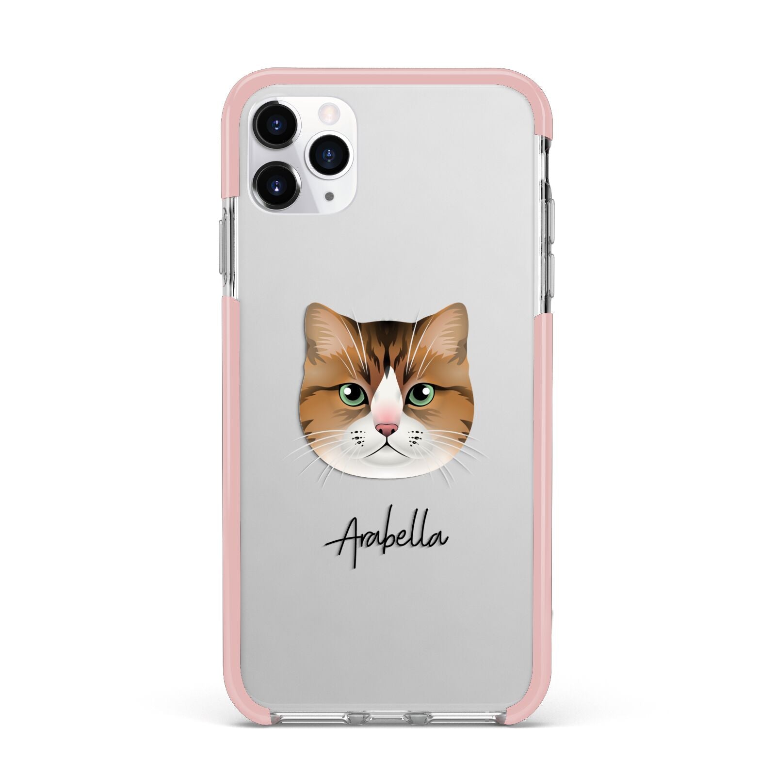 Custom Cat Illustration with Name iPhone 11 Pro Max Impact Pink Edge Case