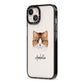 Custom Cat Illustration with Name iPhone 13 Black Impact Case Side Angle on Silver phone