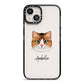 Custom Cat Illustration with Name iPhone 13 Black Impact Case on Silver phone