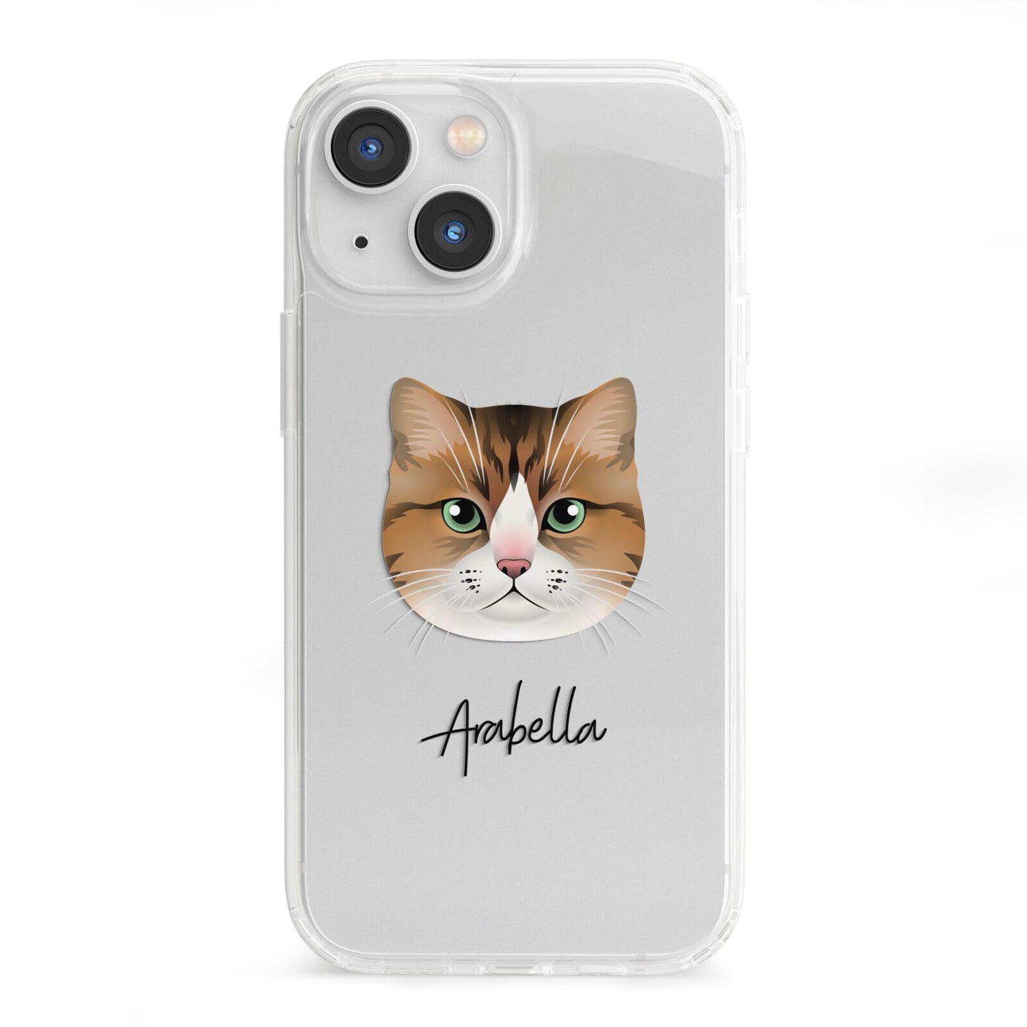 Custom Cat Illustration with Name iPhone 13 Mini Clear Bumper Case