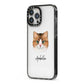 Custom Cat Illustration with Name iPhone 13 Pro Max Black Impact Case Side Angle on Silver phone