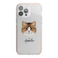 Custom Cat Illustration with Name iPhone 13 Pro Max TPU Impact Case with Pink Edges