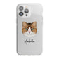 Custom Cat Illustration with Name iPhone 13 Pro Max TPU Impact Case with White Edges