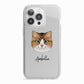 Custom Cat Illustration with Name iPhone 13 Pro TPU Impact Case with White Edges