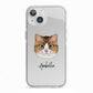 Custom Cat Illustration with Name iPhone 13 TPU Impact Case with White Edges