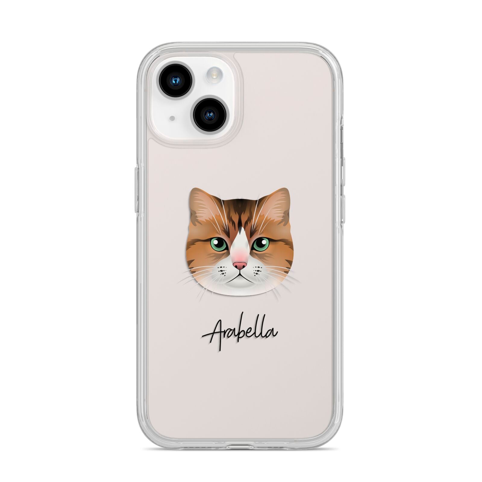 Custom Cat Illustration with Name iPhone 14 Clear Tough Case Starlight