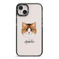 Custom Cat Illustration with Name iPhone 14 Plus Black Impact Case on Silver phone