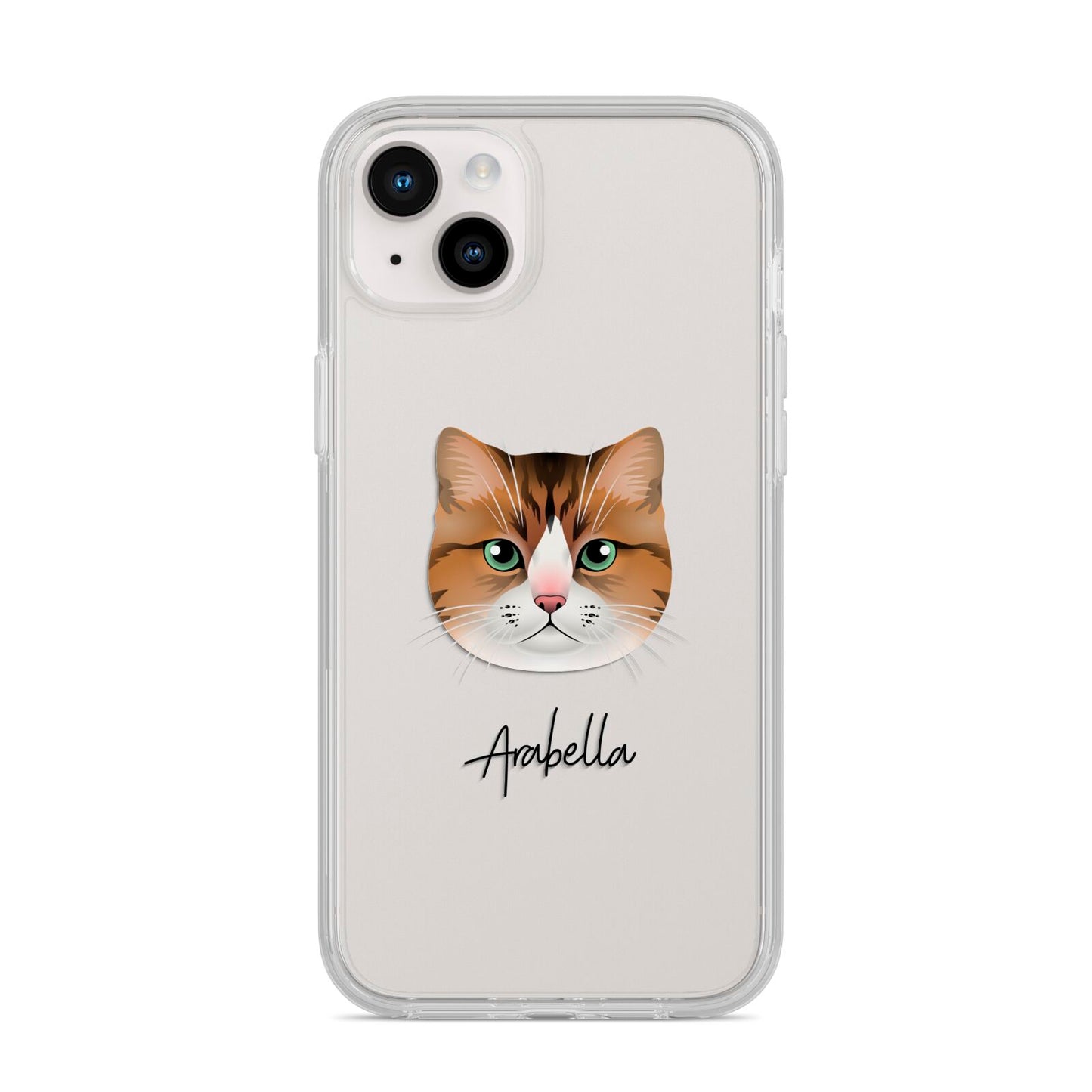 Custom Cat Illustration with Name iPhone 14 Plus Clear Tough Case Starlight