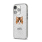 Custom Cat Illustration with Name iPhone 14 Pro Glitter Tough Case Silver Angled Image