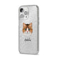 Custom Cat Illustration with Name iPhone 14 Pro Max Glitter Tough Case Silver Angled Image