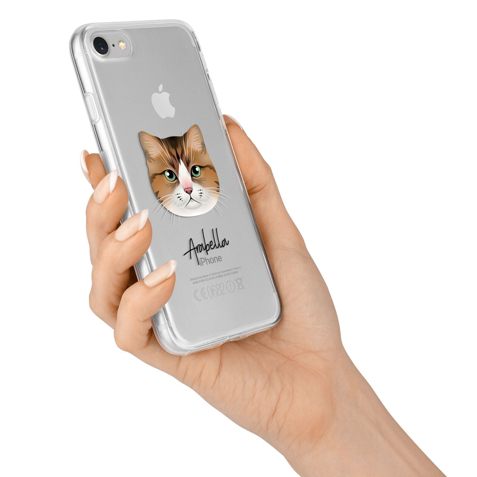 Custom Cat Illustration with Name iPhone 7 Bumper Case on Silver iPhone Alternative Image