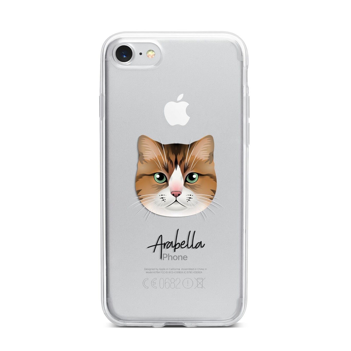 Custom Cat Illustration with Name iPhone 7 Bumper Case on Silver iPhone