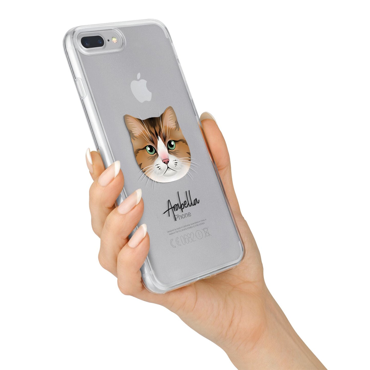 Custom Cat Illustration with Name iPhone 7 Plus Bumper Case on Silver iPhone Alternative Image