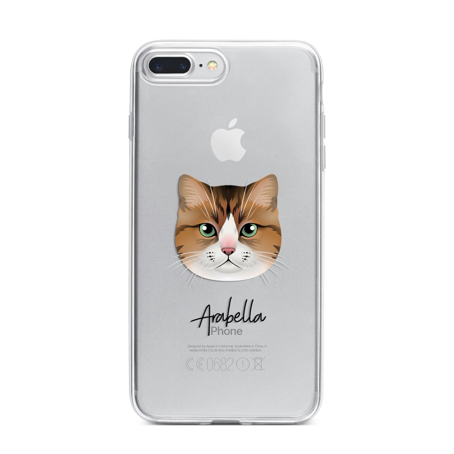 Custom Cat Illustration with Name iPhone 7 Plus Bumper Case on Silver iPhone