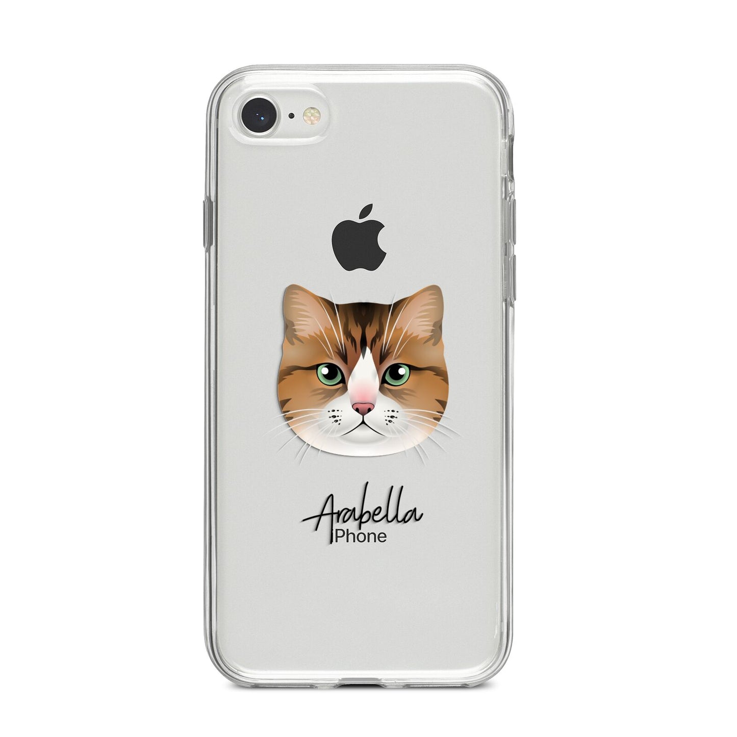 Custom Cat Illustration with Name iPhone 8 Bumper Case on Silver iPhone