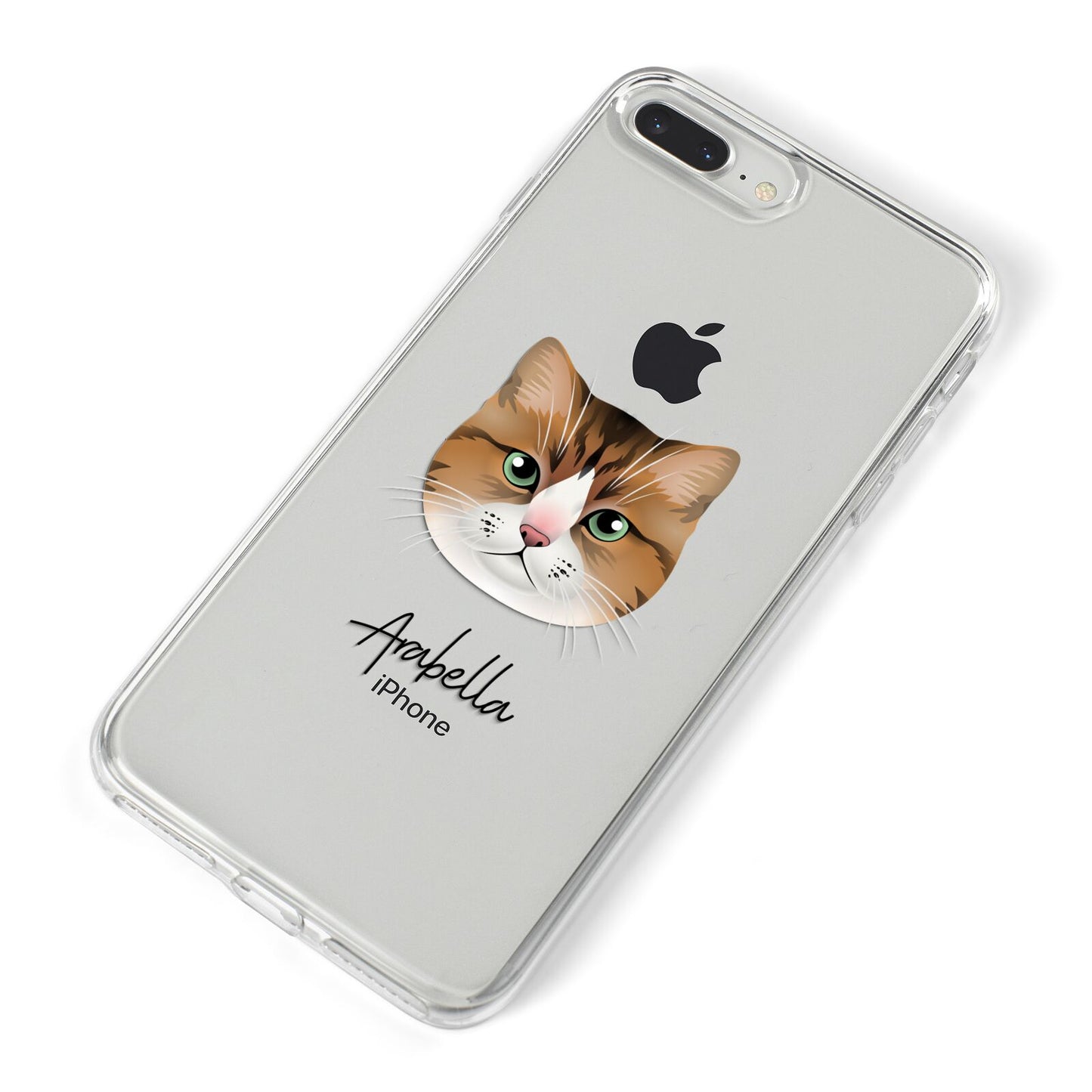 Custom Cat Illustration with Name iPhone 8 Plus Bumper Case on Silver iPhone Alternative Image