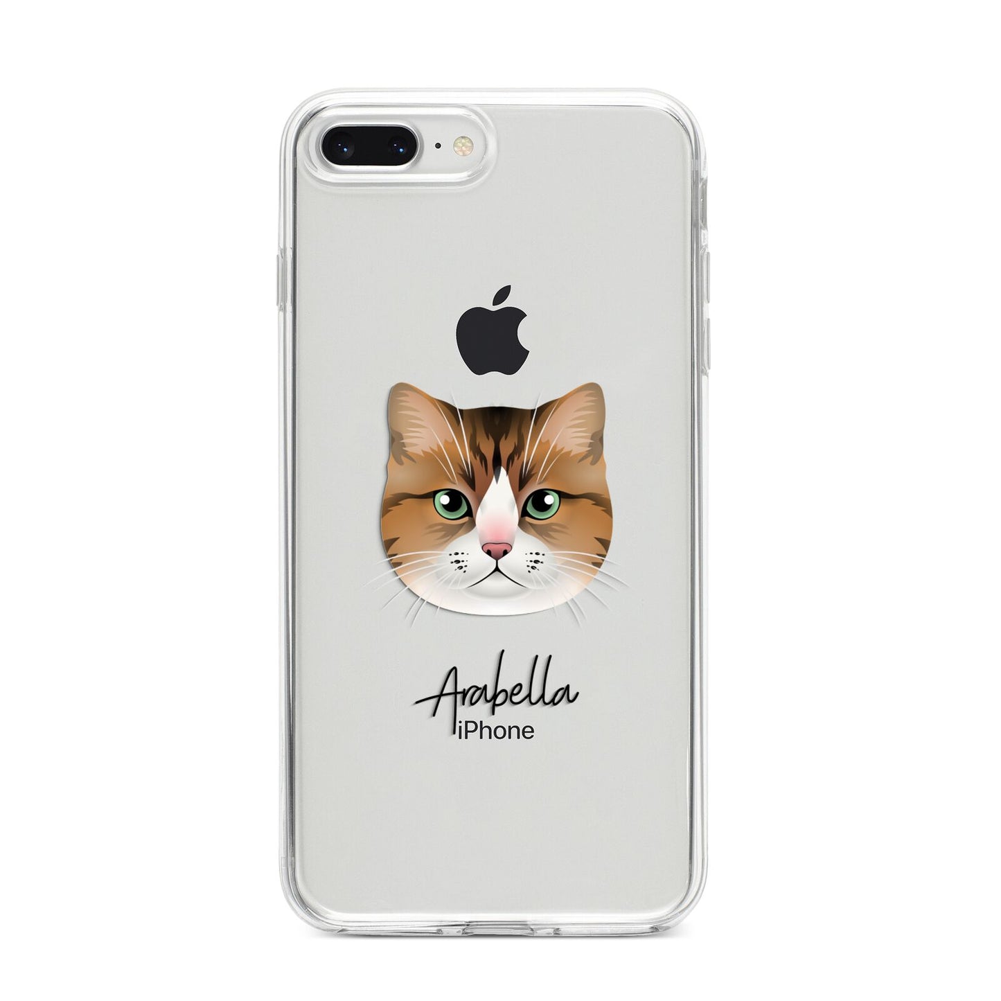 Custom Cat Illustration with Name iPhone 8 Plus Bumper Case on Silver iPhone