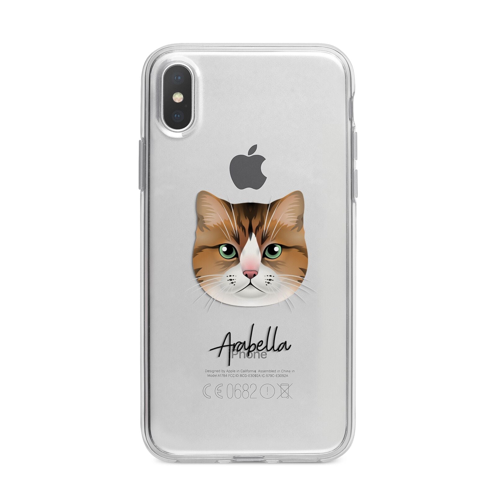Custom Cat Illustration with Name iPhone X Bumper Case on Silver iPhone Alternative Image 1