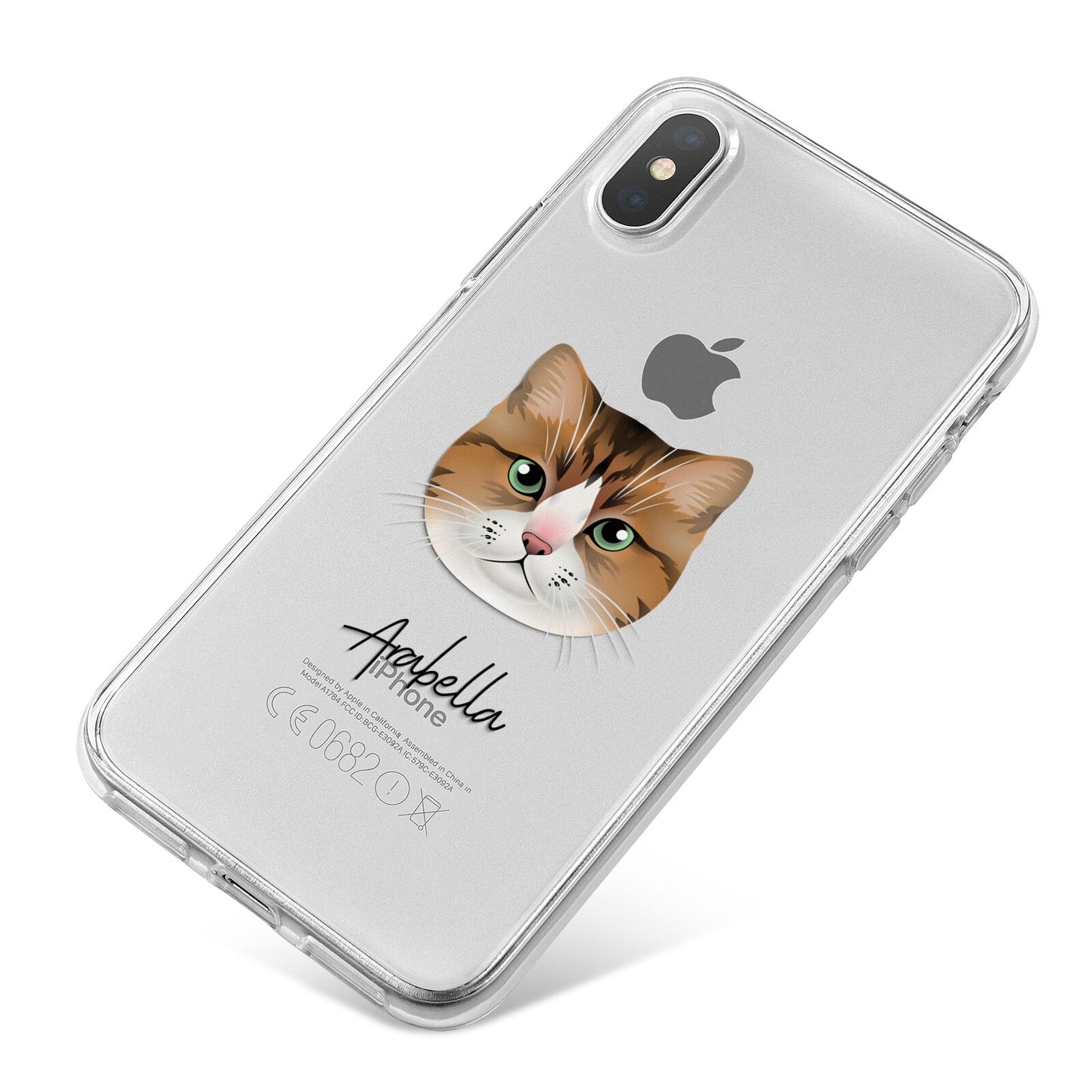 Custom Cat Illustration with Name iPhone X Bumper Case on Silver iPhone