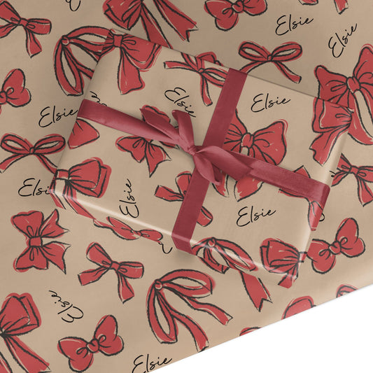 Custom Christmas Bow Custom Wrapping Paper