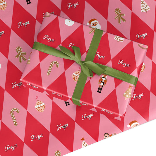Custom Christmas Harlequin Custom Wrapping Paper