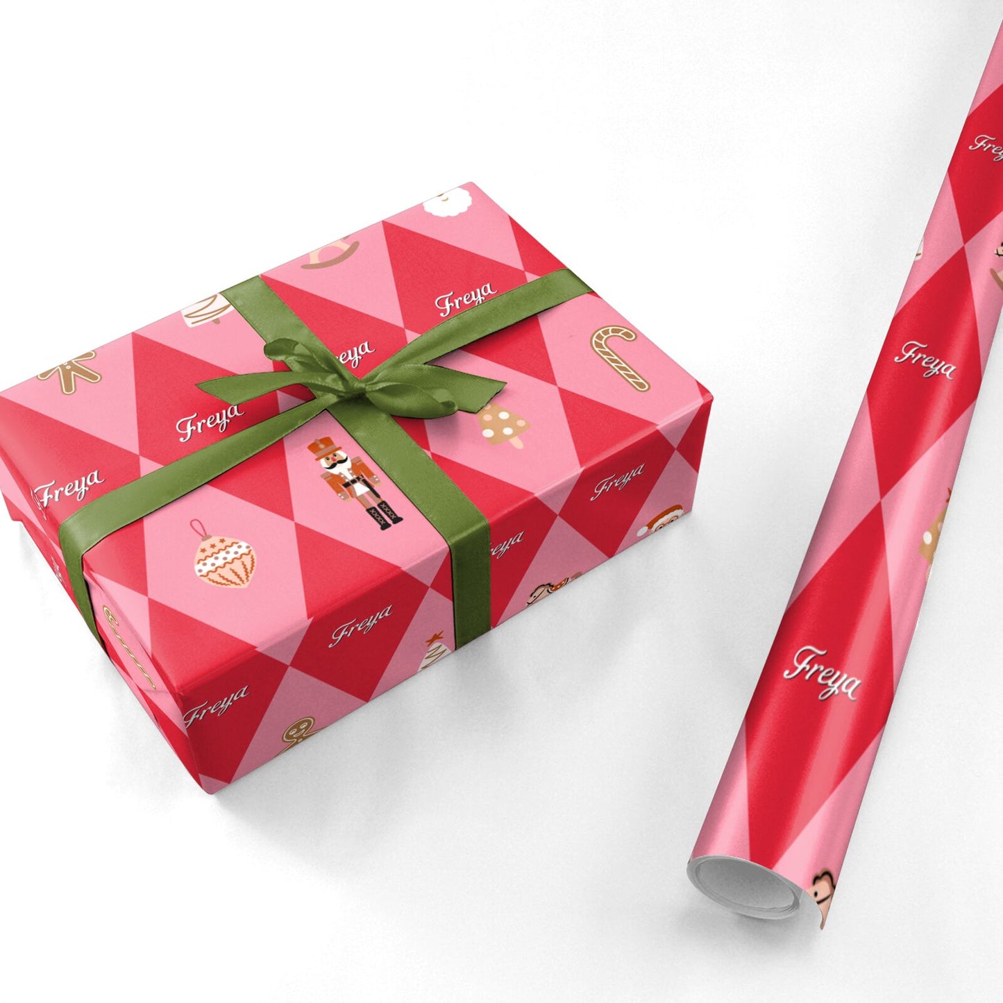 Custom Christmas Harlequin Personalised Wrapping Paper