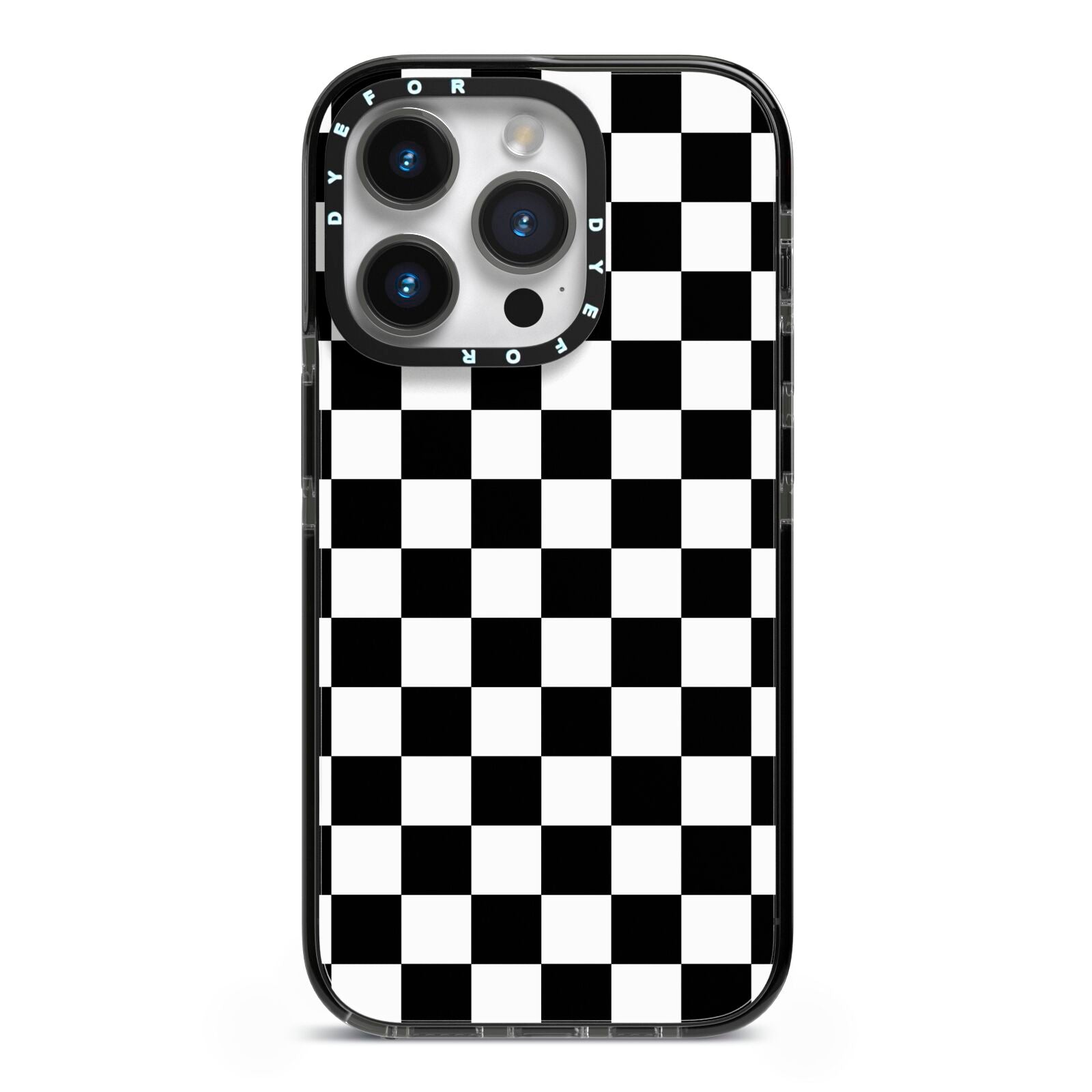 Custom Colour Check iPhone 14 Pro Black Impact Case on Silver phone
