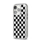 Custom Colour Check iPhone 14 Pro Glitter Tough Case Silver Angled Image