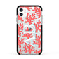 Custom Coral Initials Apple iPhone 11 in White with Black Impact Case