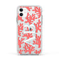 Custom Coral Initials Apple iPhone 11 in White with White Impact Case