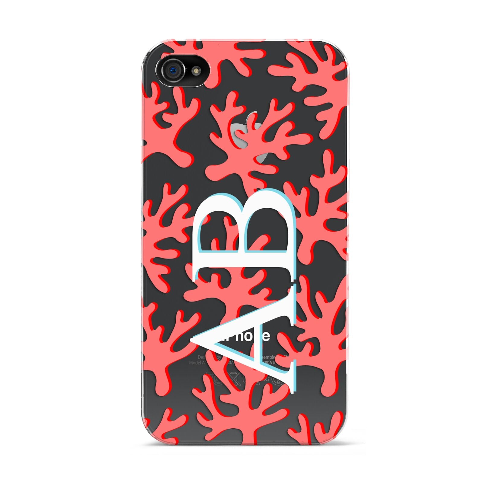 Custom Coral Initials Apple iPhone 4s Case