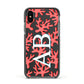 Custom Coral Initials Apple iPhone Xs Impact Case Black Edge on Black Phone