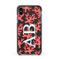 Custom Coral Initials Apple iPhone Xs Max Impact Case Black Edge on Black Phone