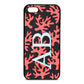 Custom Coral Initials Black Pebble Leather iPhone 5 Case