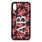 Custom Coral Initials Black Pebble Leather iPhone Xs Case